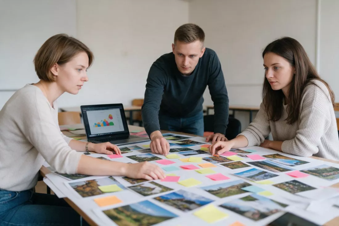studenci-projektuja-oferte-turystyczna-przy-stole
